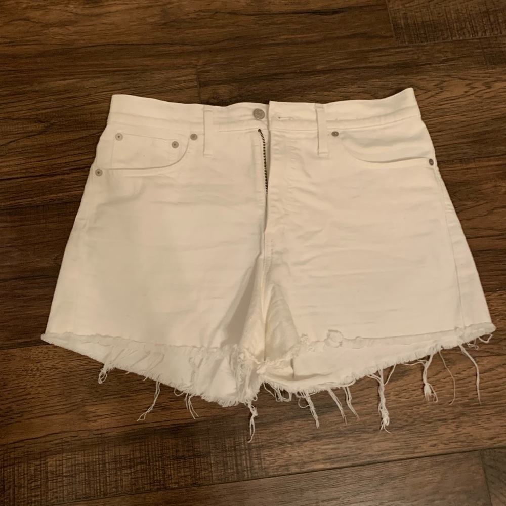 Madewell white high rise denim short